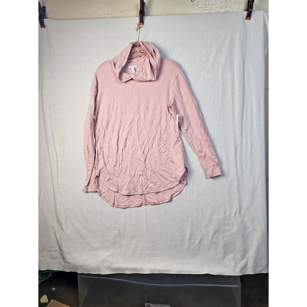 Daily Ritual Womens Pink Cowl Neck Hoodie Long Sleeve Curved Hem Size M NEW